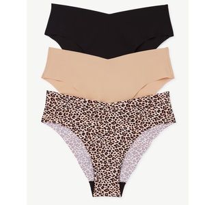 NWT Joyspun Women No Show Cheeky Panties 3-Pack Size XXL 20 leopard nude black